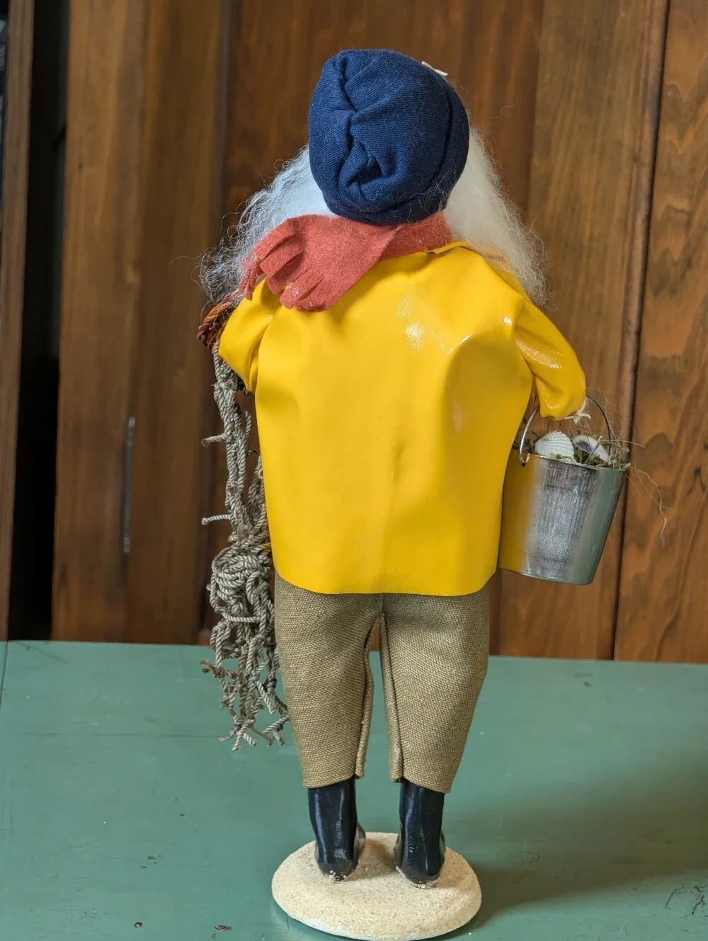 Byers' Choice Nautical Santa Yellow Slicker Crab Basket Signed Fisherman